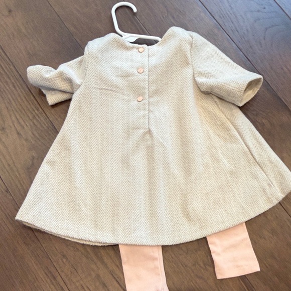 Tahari Baby Cream Dress with Pink Bow and Leggings 2T C8-004 - Picture 4 of 6
